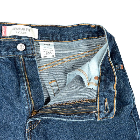 Vintage 505 Levis Jeans Mens 30x30 Blue Regular Straight Dark Wash Denim Y2K - Picture 4 of 10